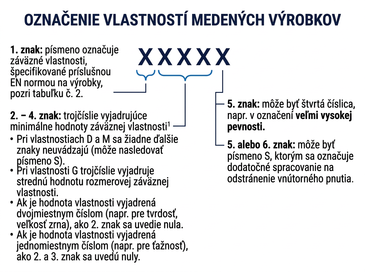 Označenie záväzných vlastností medených výrobkov